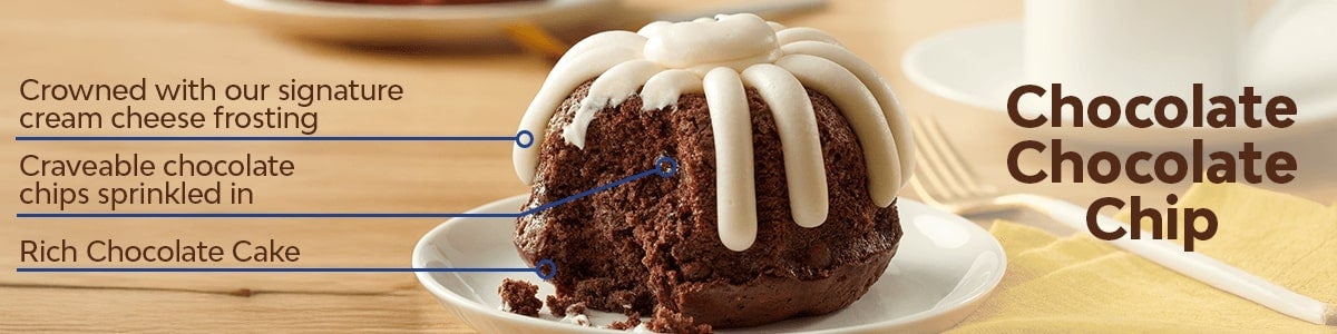 Crowned with our signature cream cheese frosting, Craveable chocolate chips sprinkled in, Rich Chocolate Cake Crowned with our signature cream cheese frosting, Craveable chocolate chips sprinkled in, Rich Chocolate Cake